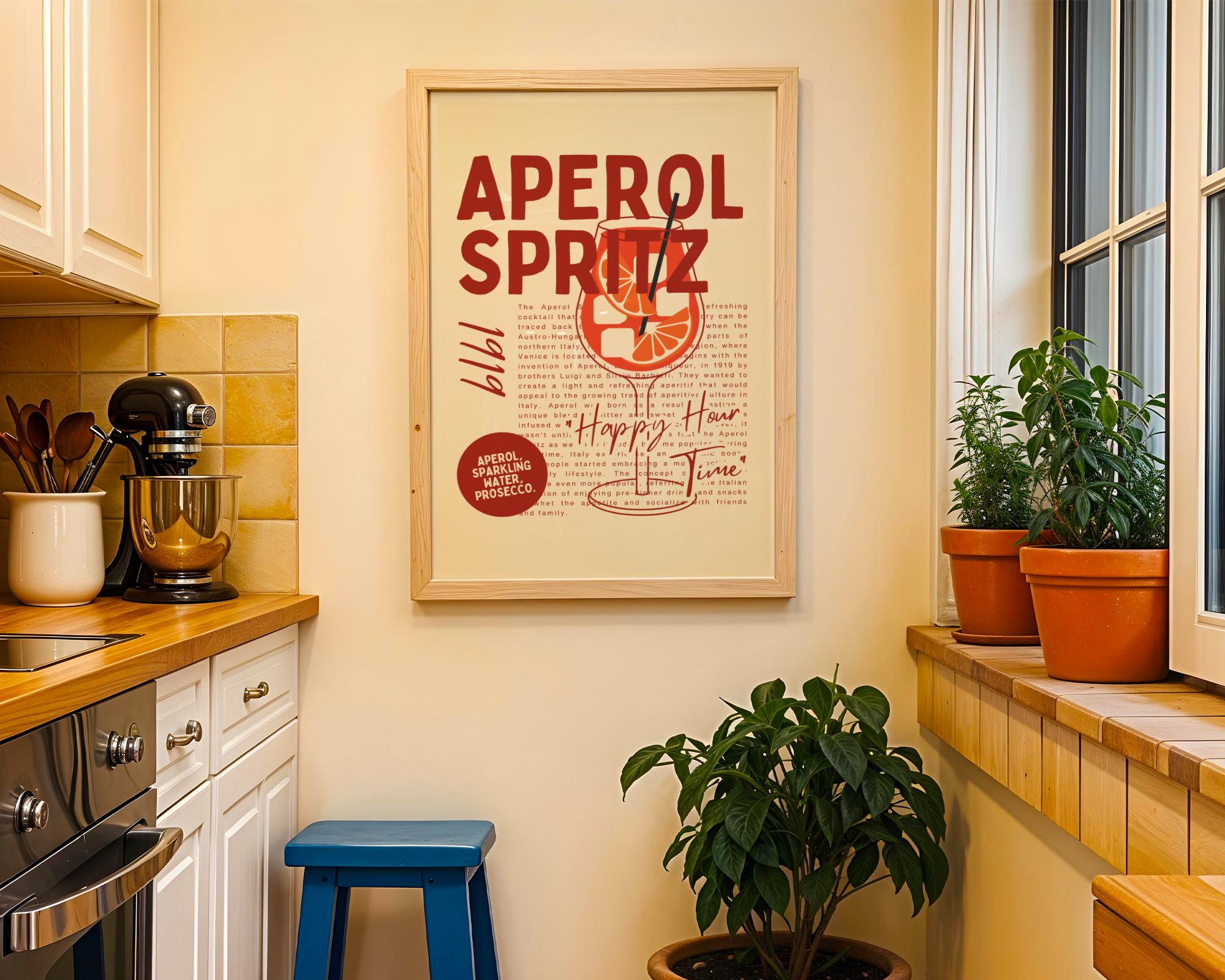 Aperol Spritz Cocktail Art Print • Retro Italian Bar Decor wall art print, modern home decor, unframed artwork by Nomad & Nest
