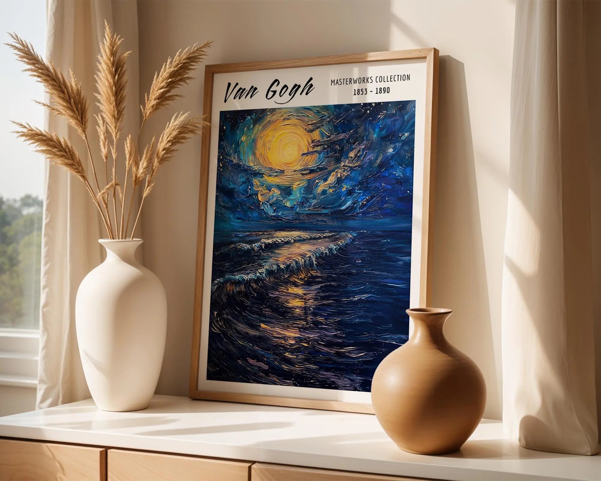 Van Gogh Print | Starry Ocean  | Expressionist Seascape Poster wall art print, modern home decor, unframed artwork by Nomad & Nest