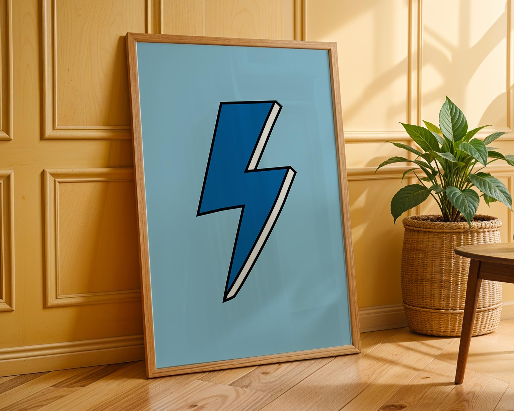 Blue Lightning Bolt Print | Trendy Pop Art Poster wall art print, modern home decor, unframed artwork by Nomad & Nest