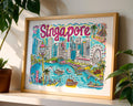 Singapore Cityscape Poster | Colorful Travel Art Print wall art print, modern home decor, unframed artwork by Nomad & Nest