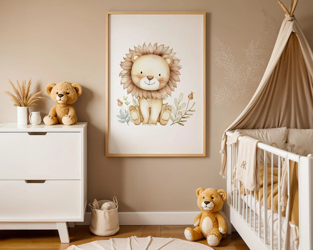 Playroom Ideas | Lion Cub Nursery Wall Art | Neutral Safari Baby Decor wall art print, modern home decor, unframed artwork by Nomad & Nest