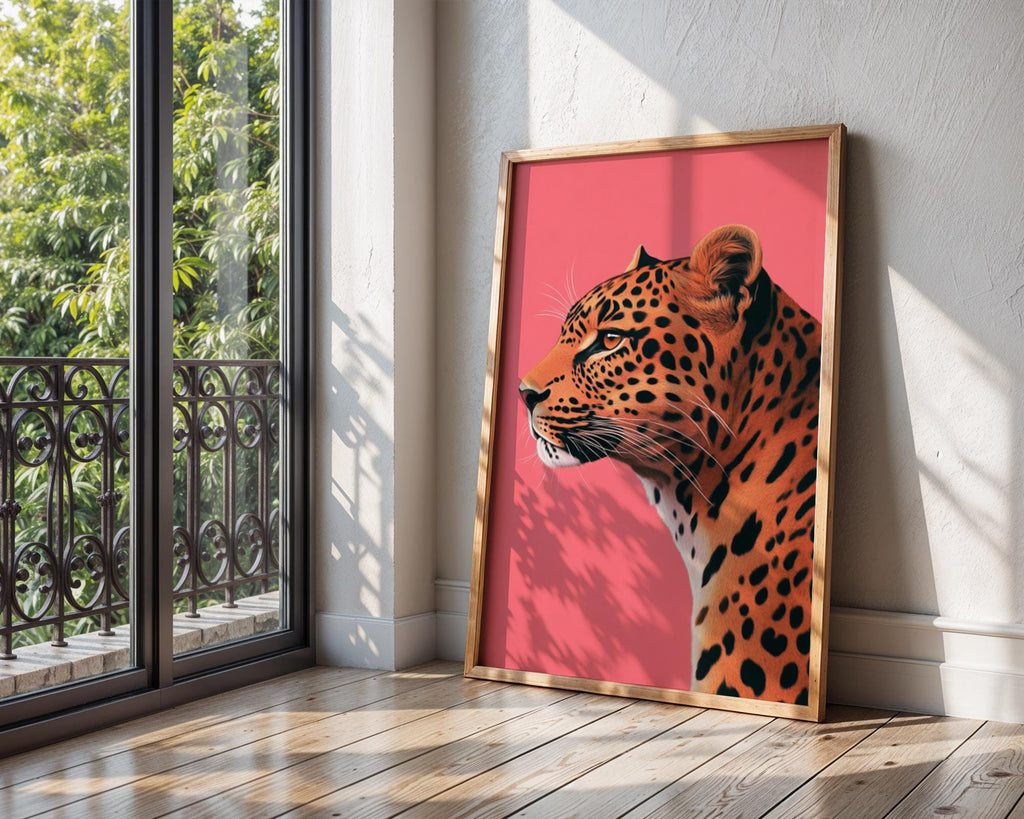 Pink Leopard Portrait Print | Modern Jungle Wall Art wall art print, modern home decor, unframed artwork by Nomad & Nest
