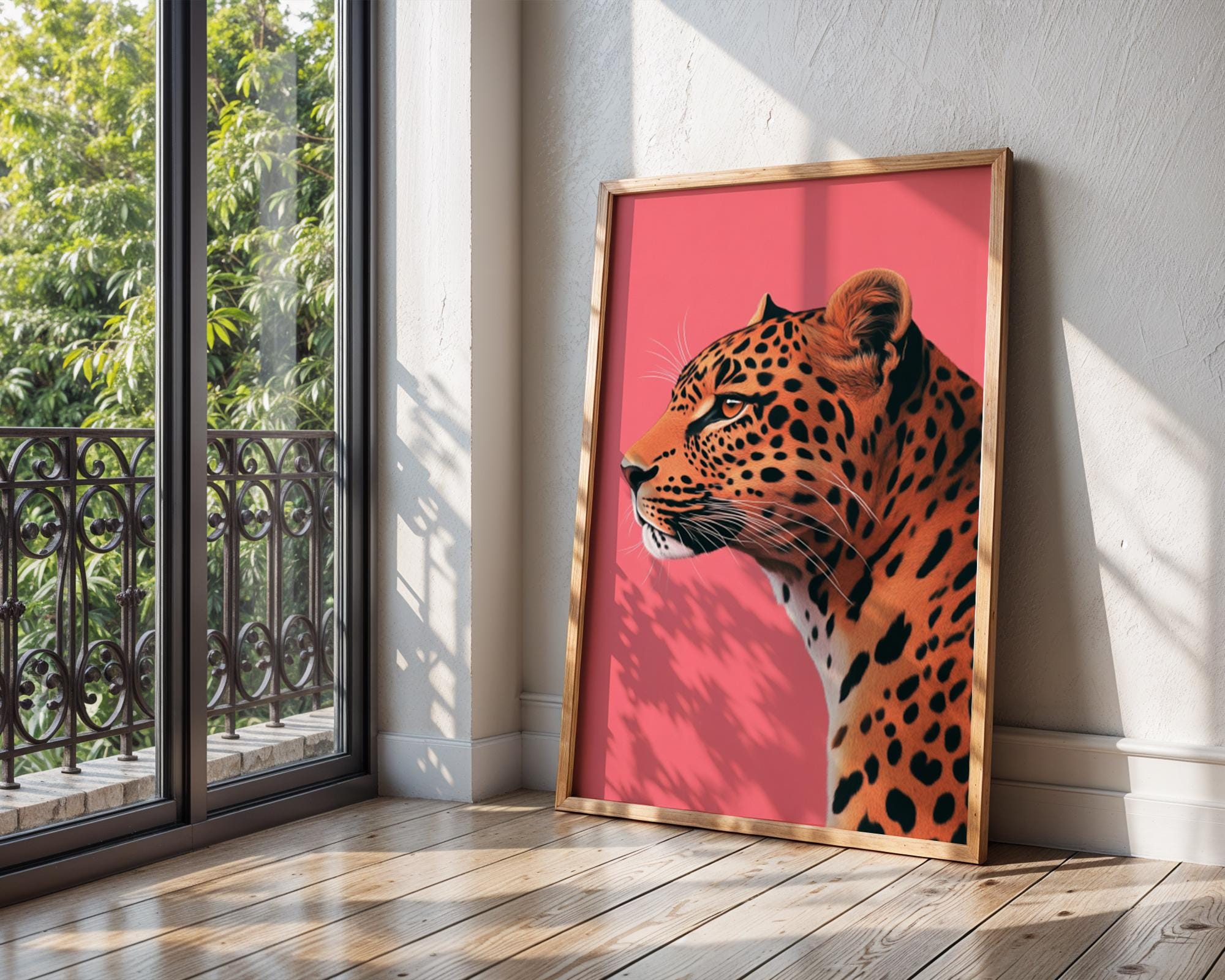 Pink Leopard Portrait Print | Modern Jungle Wall Art wall art print, modern home decor, unframed artwork by Nomad & Nest
