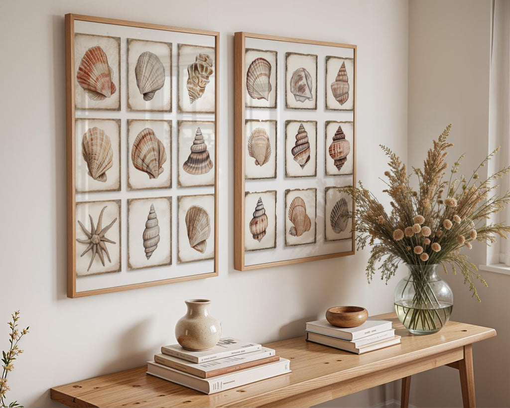 Seashell Wall Art Prints Set | Coastal Beach House Decor wall art print, modern home decor, unframed artwork by Nomad & Nest