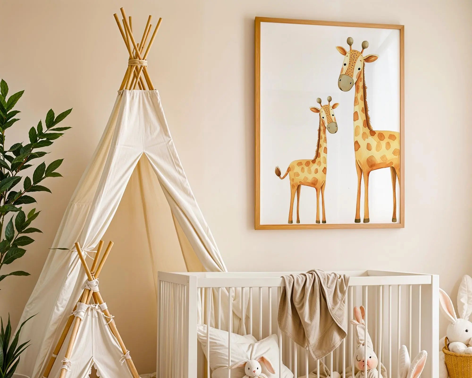 Playroom Ideas | Giraffe Nursery Wall Art | Safari Animal Mother Baby Print wall art print, modern home decor, unframed artwork by Nomad & Nest