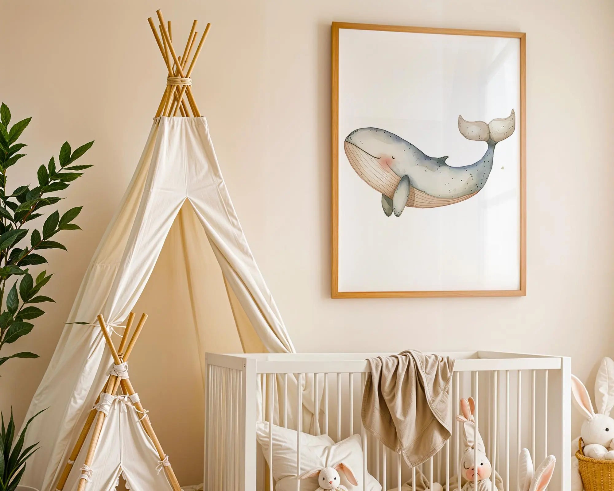 Playroom Ideas | Whale Nursery Wall Art | Ocean Animal Blue Sea Baby Decor wall art print, modern home decor, unframed artwork by Nomad & Nest