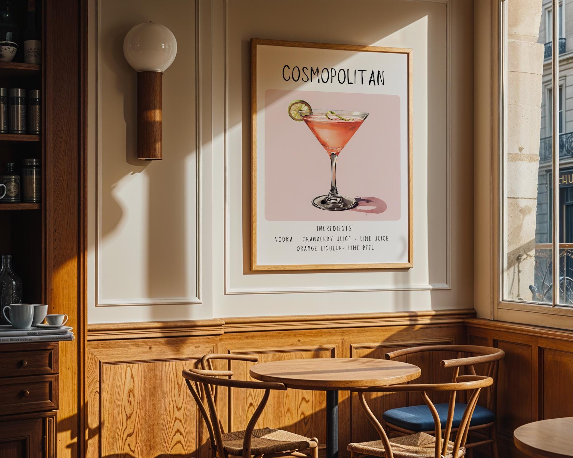 Cosmopolitan Cocktail Art Print | Minimalist Bar Cart Decor wall art print, modern home decor, unframed artwork by Nomad & Nest