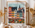 Frankfurt Flower Market Print | Vintage German Travel Poster wall art print, modern home decor, unframed artwork by Nomad & Nest