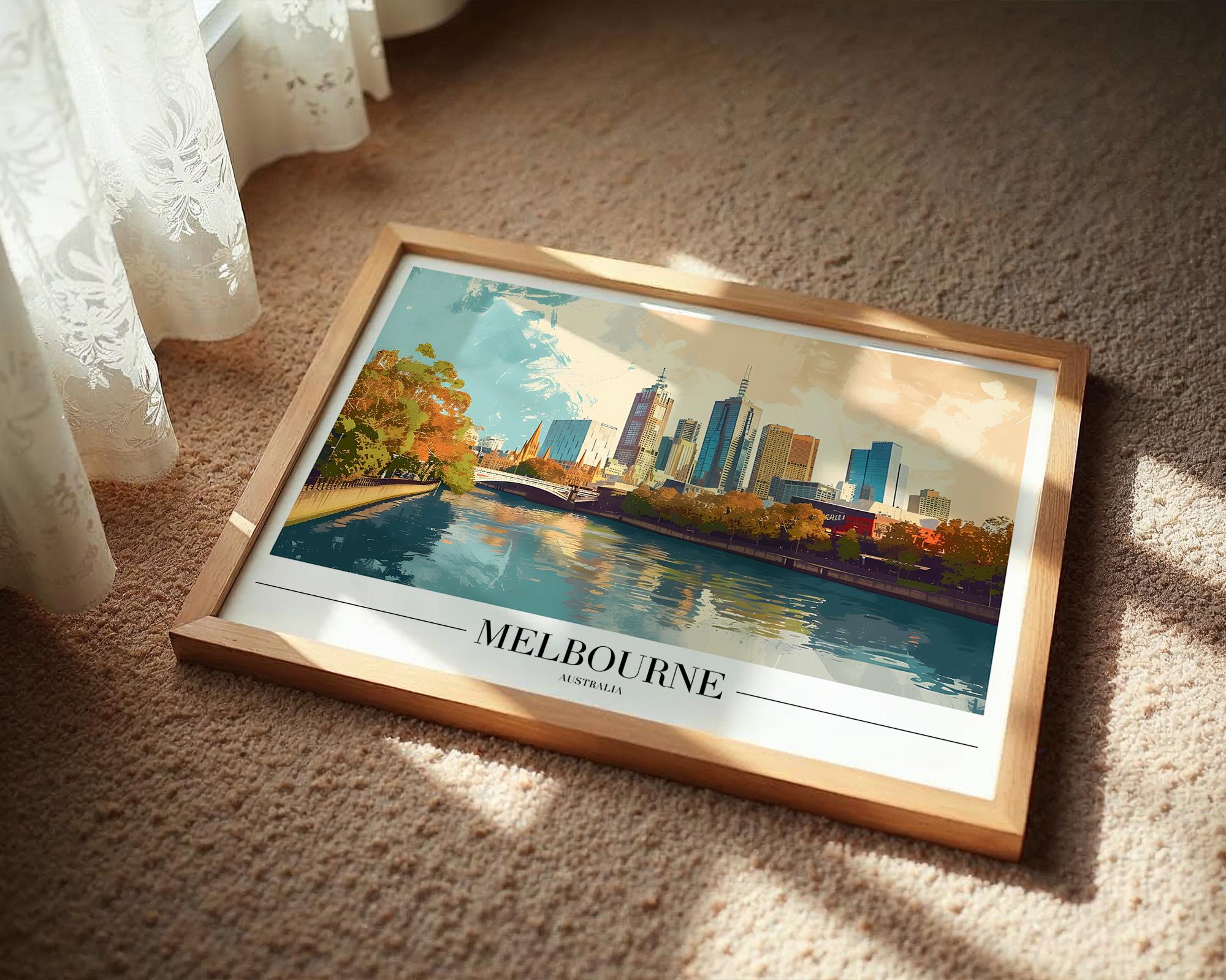 Melbourne Australia Skyline Art Print | Modern Travel Poster wall art print, modern home decor, unframed artwork by Nomad & Nest