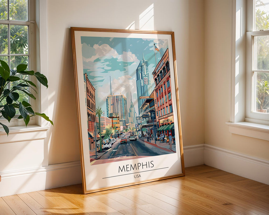Memphis Tennessee Skyline Art Print | Modern City Street Scene wall art print, modern home decor, unframed artwork by Nomad & Nest