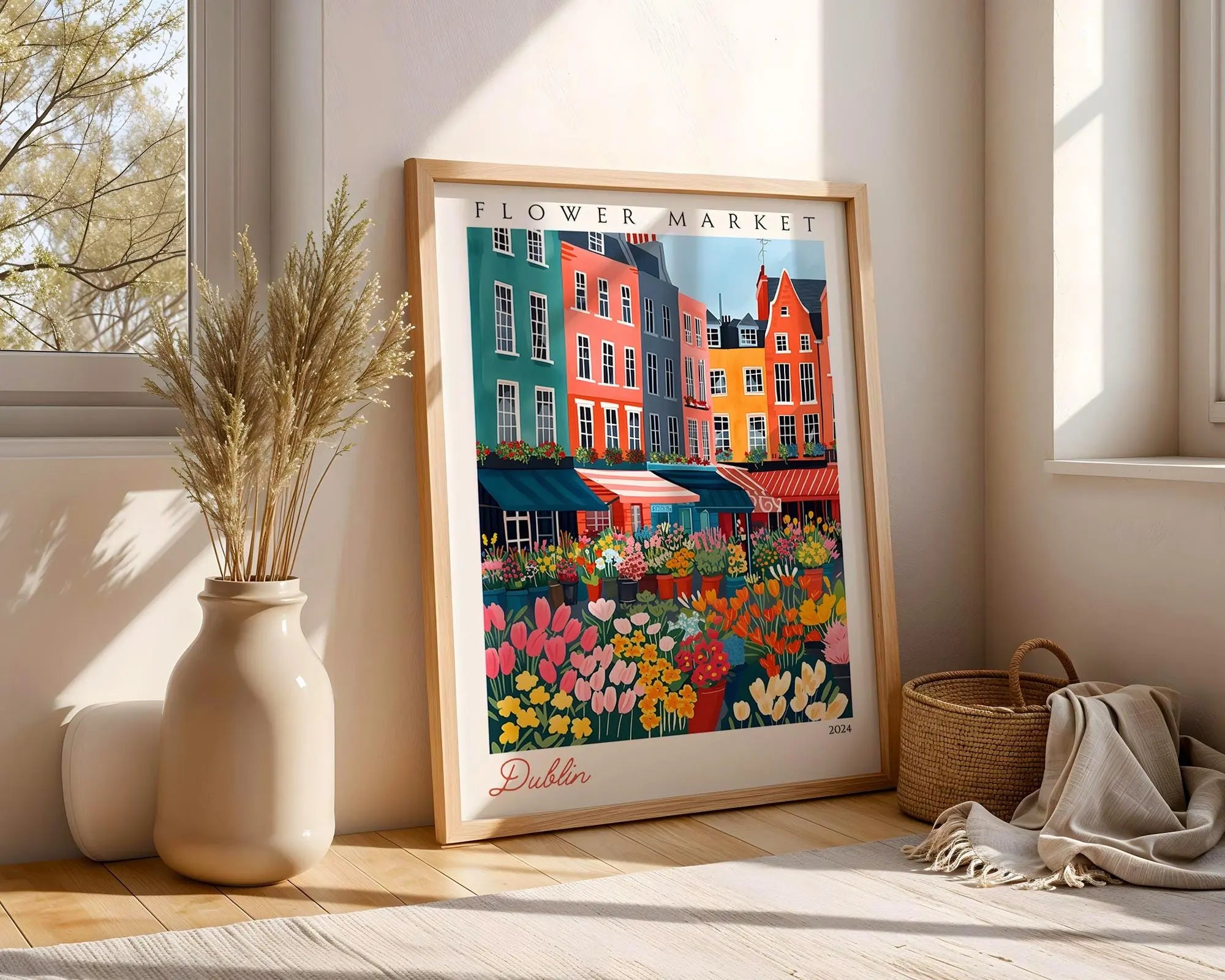 Dublin Flower Market Print | Vintage Ireland Travel Poster wall art print, modern home decor, unframed artwork by Nomad & Nest