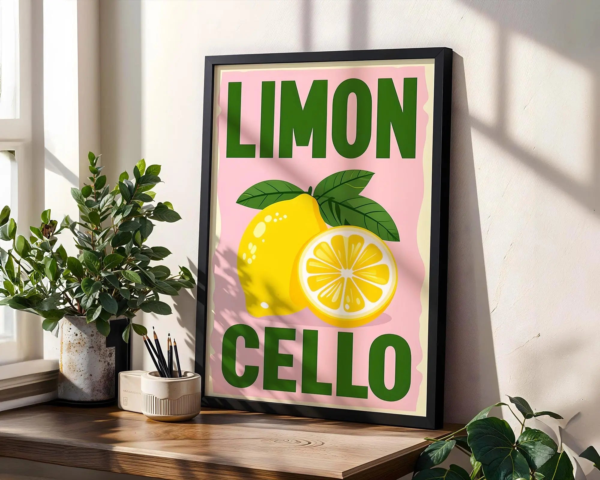 Positive Emotion | Limoncello Wall Art | Italian Lemon Illustration | Retro Kitchen Poster | Mediterranean Summer Decor wall art print, modern home decor, unframed artwork by Nomad & Nest