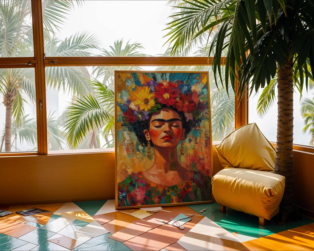 Frida Kahlo Floral Portrait Print | Vibrant Impressionist Wall Art wall art print, modern home decor, unframed artwork by Nomad & Nest