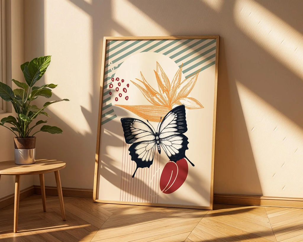 Butterfly Botanical Art Print | Vintage Tropical Insect Poster wall art print, modern home decor, unframed artwork by Nomad & Nest