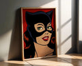 Modern Pop Art | Retro Catwoman  Print | Red & Black Comic Book Poster wall art print, modern home decor, unframed artwork by Nomad & Nest