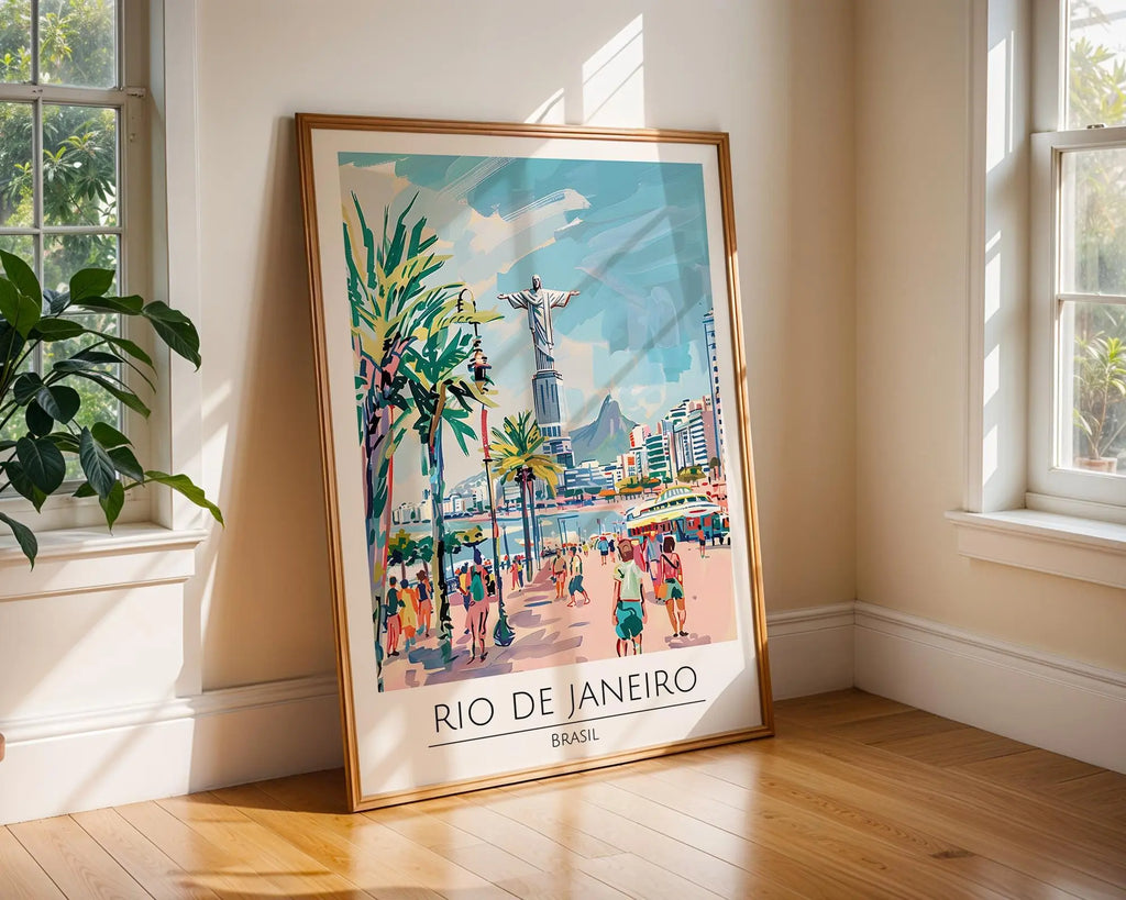 Rio de Janeiro Travel Poster | Christ the Redeemer, Brazil Beach Art wall art print, modern home decor, unframed artwork by Nomad & Nest