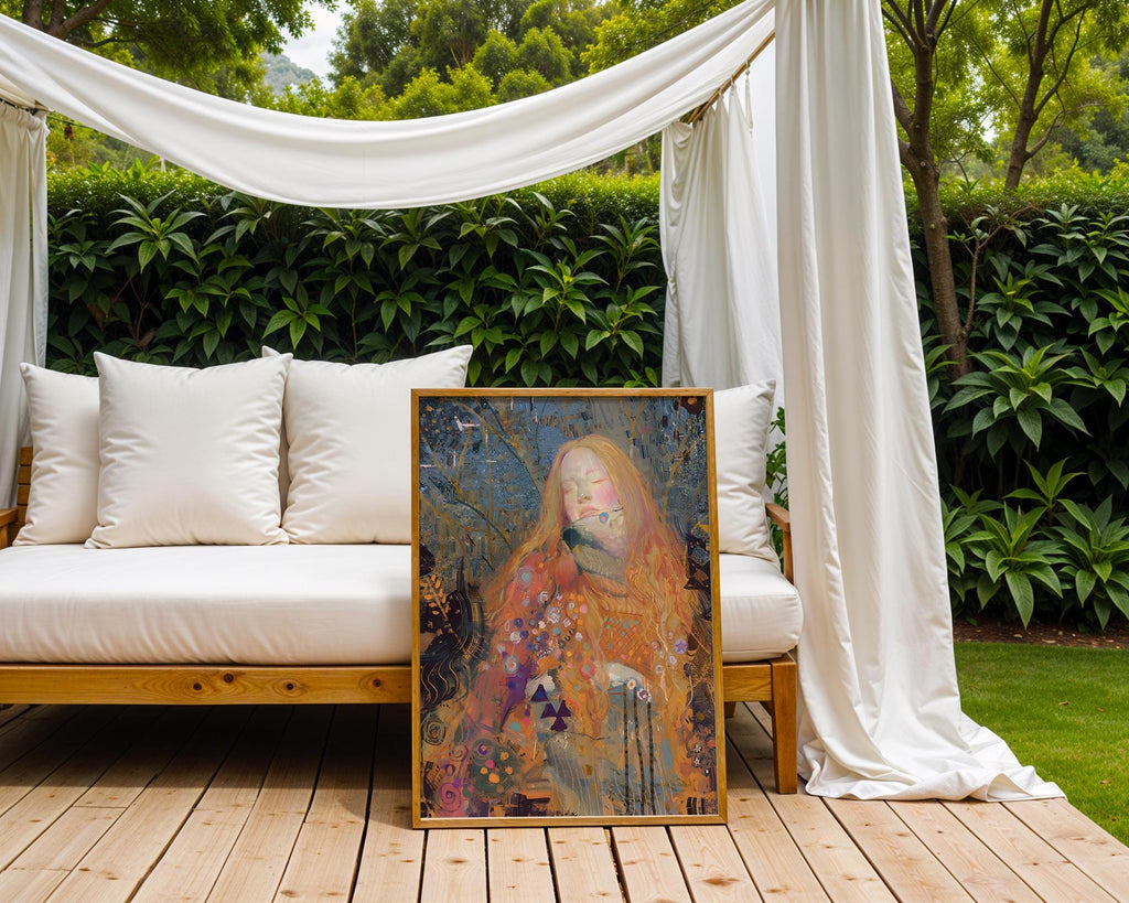 Redhead Woman Art Print | Dreamy Abstract Portrait, Autumn Colors wall art print, modern home decor, unframed artwork by Nomad & Nest