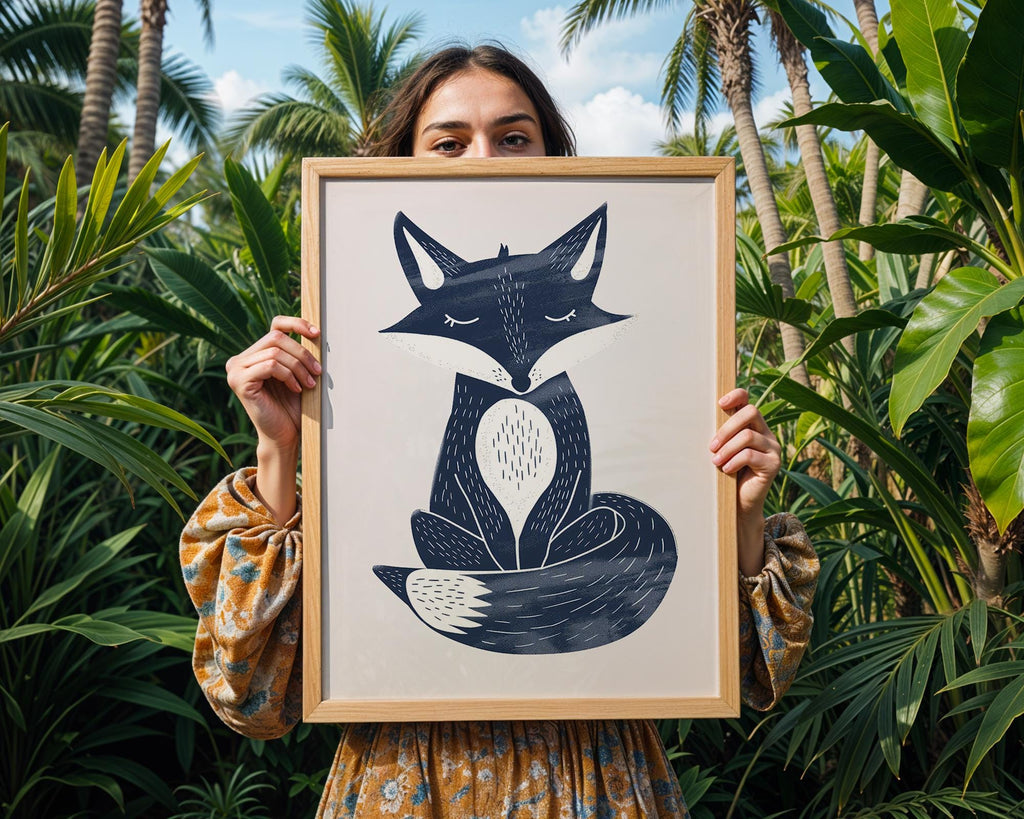 Minimalist Fox Print, Scandinavian Woodland Nursery Decor wall art print, modern home decor, unframed artwork by Nomad & Nest