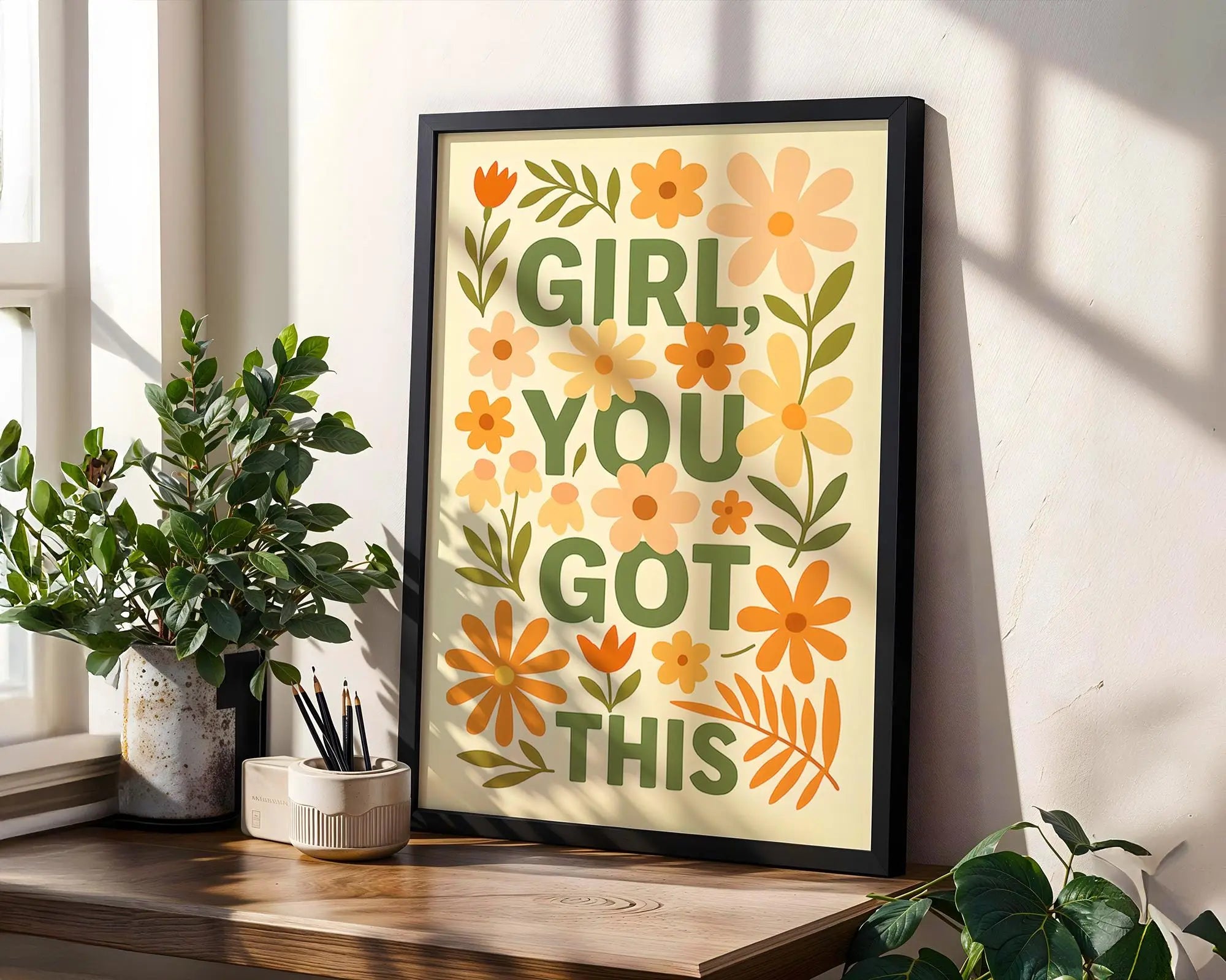 Girl, You Got This Floral Art Print, Motivational Decor wall art print, modern home decor, unframed artwork by Nomad & Nest