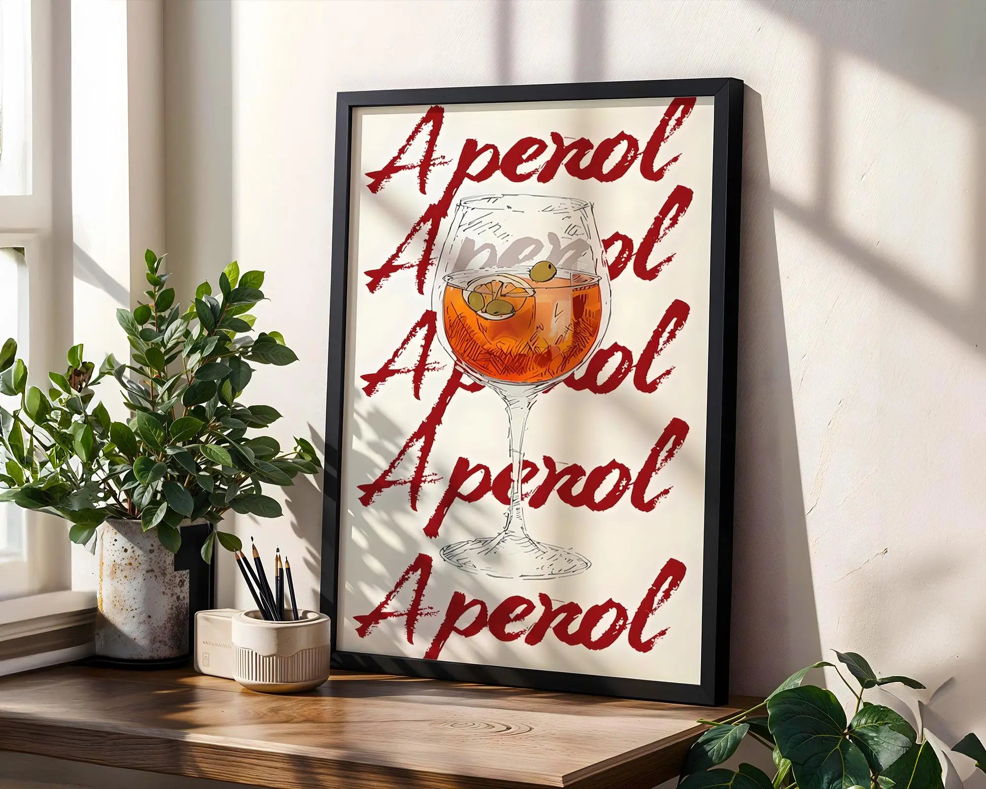 Aperol Spritz Art Print | Italian Cocktail Illustration wall art print, modern home decor, unframed artwork by Nomad & Nest