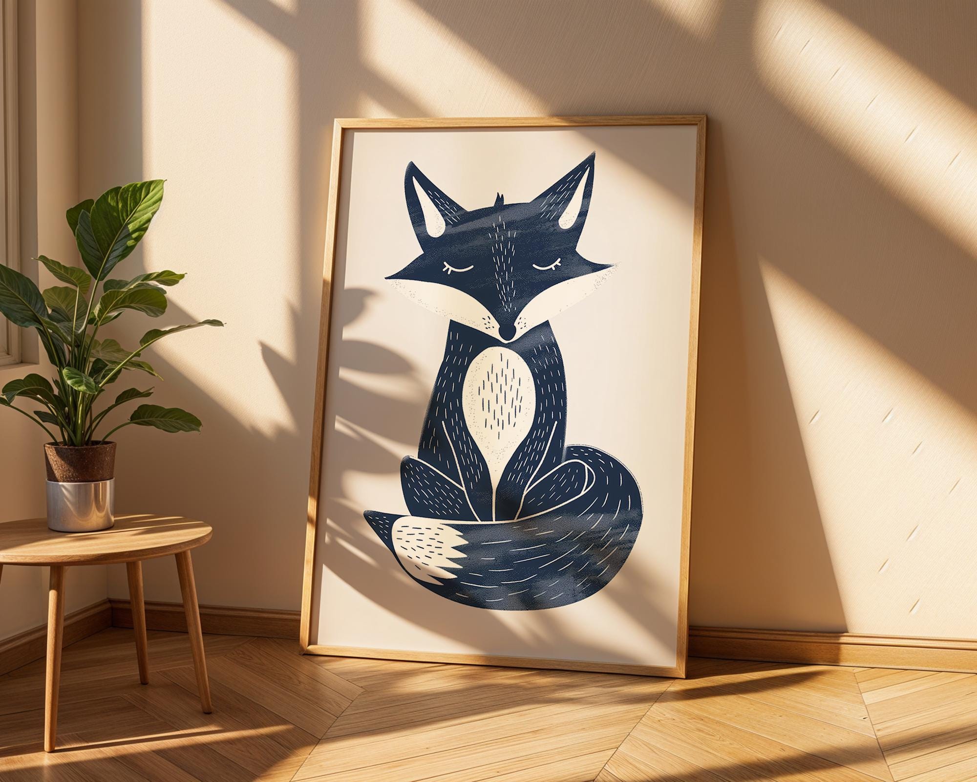 Minimalist Fox Print, Scandinavian Woodland Nursery Decor wall art print, modern home decor, unframed artwork by Nomad & Nest