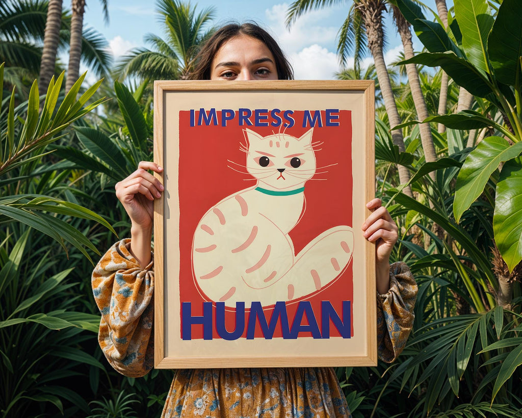 Funny Cat Quote Art Print | Retro Feline Illustration wall art print, modern home decor, unframed artwork by Nomad & Nest