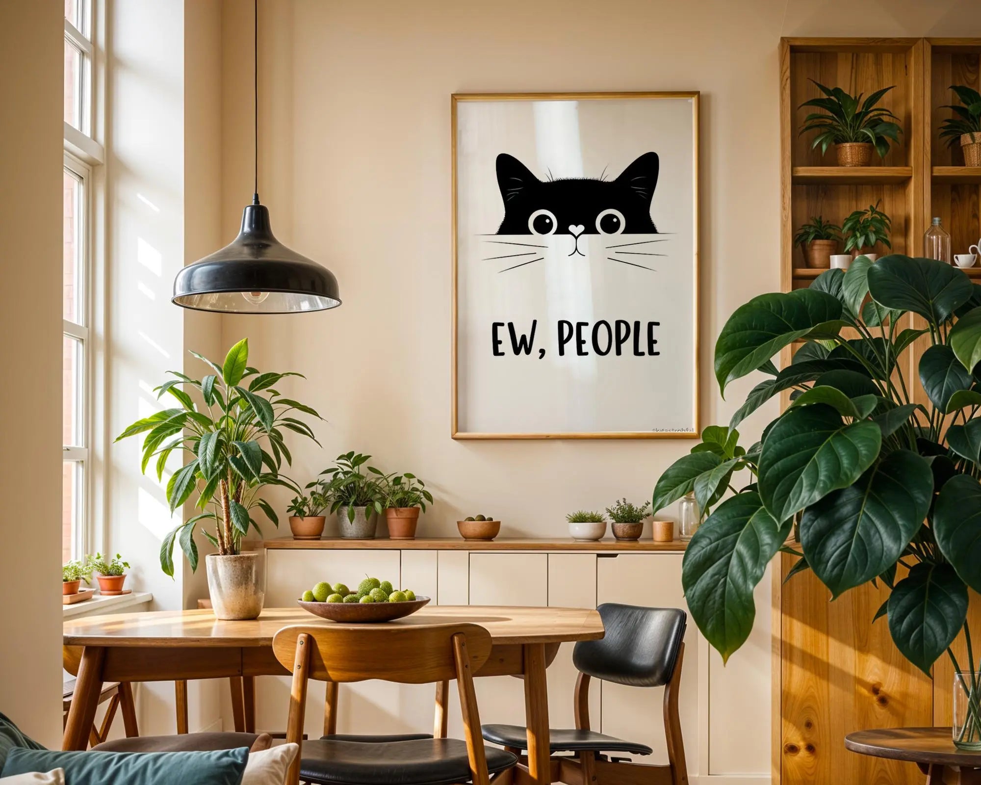 Positive Emotion | Ew People Cat Wall Art | Funny Cat Quote Print | Minimal Humor Poster wall art print, modern home decor, unframed artwork by Nomad & Nest
