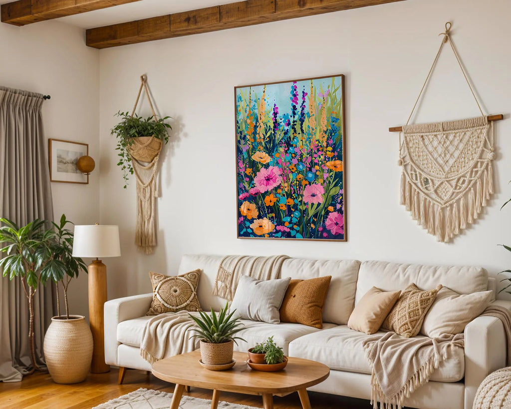 Modern Pop Art | Wildflower Meadow Print | Abstract Floral Painting, Boho Home Decor wall art print, modern home decor, unframed artwork by Nomad & Nest