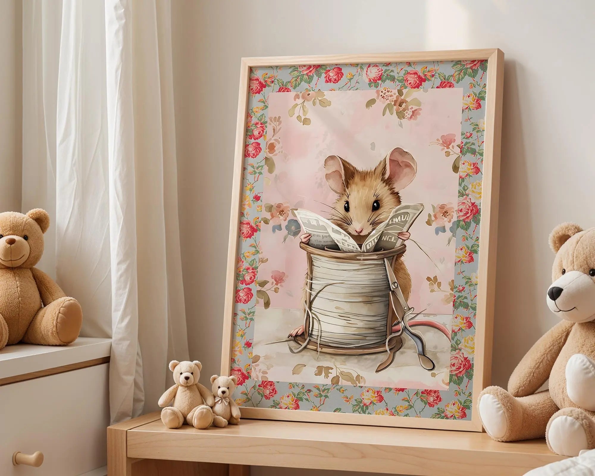 Playroom Ideas | Mouse Reading Nursery Wall Art | Vintage Animal Storybook Print wall art print, modern home decor, unframed artwork by Nomad & Nest