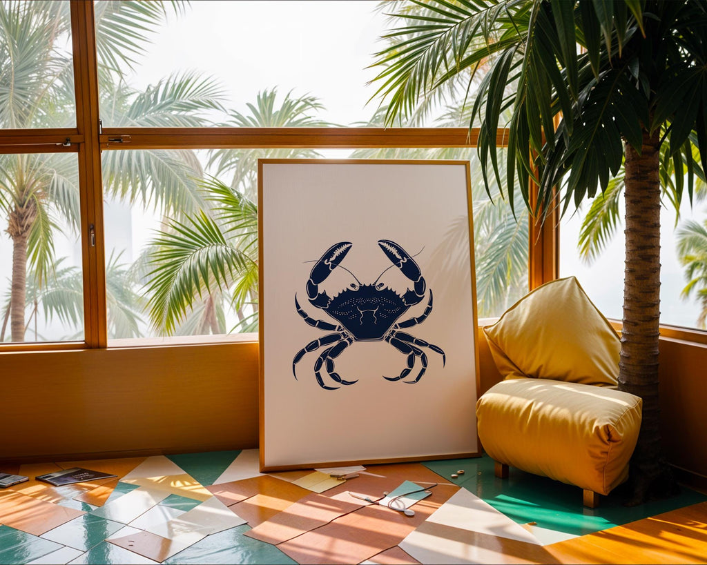 Bold Crab Art Print, Coastal Nautical Decor wall art print, modern home decor, unframed artwork by Nomad & Nest