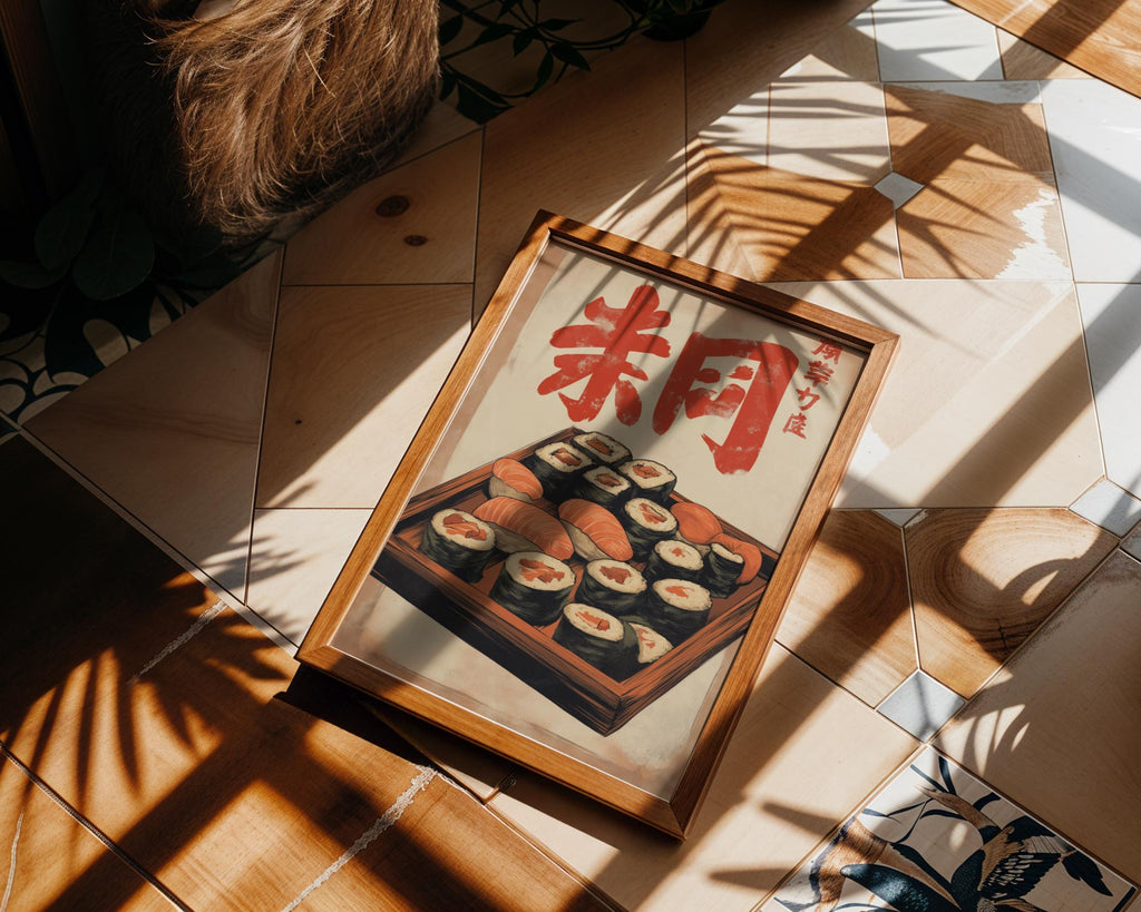 Japanese Poster | Vintage Sushi Print - Retro  Food wall art print, modern home decor, unframed artwork by Nomad & Nest