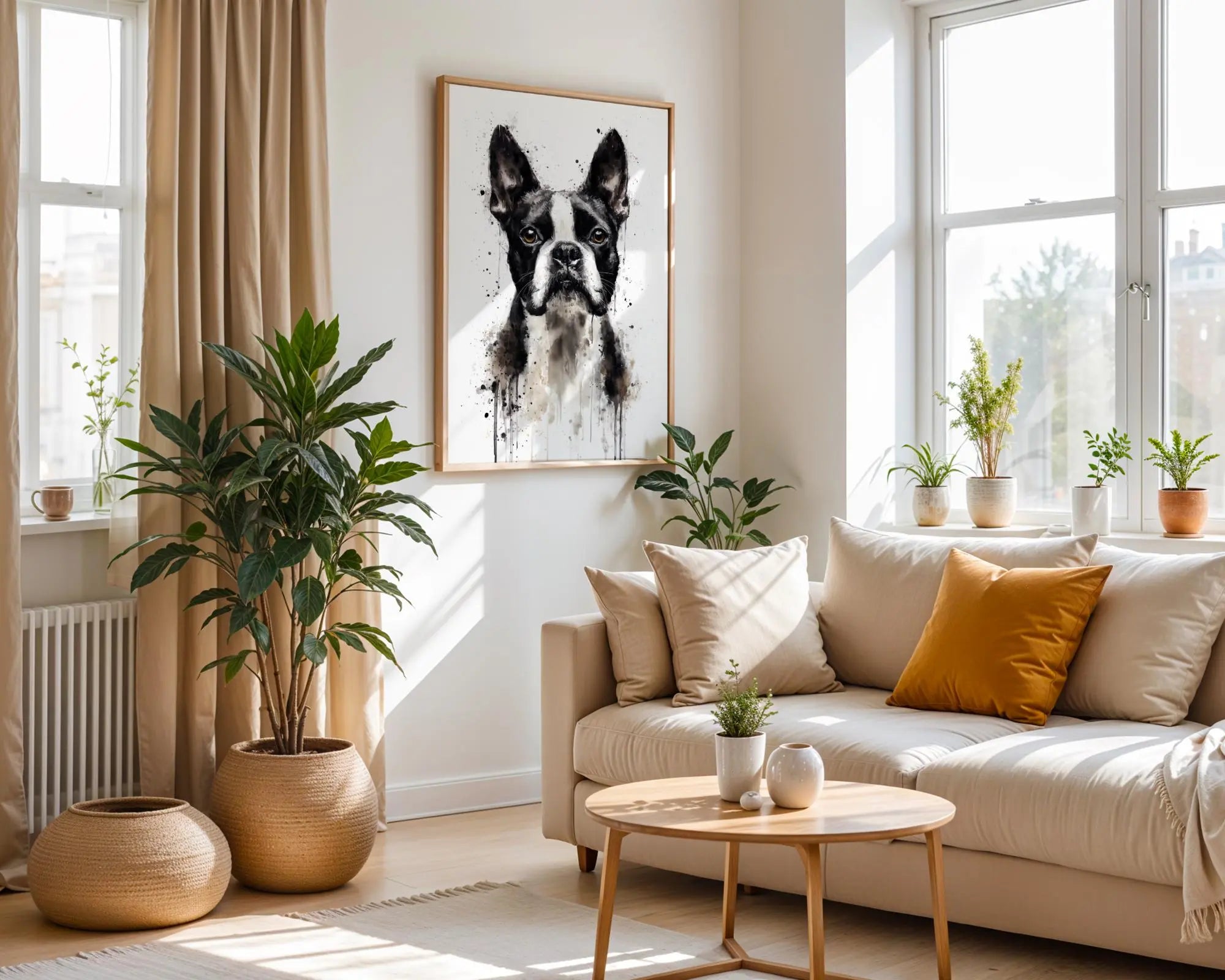 Boston Terrier Watercolour Print | Modern Dog Portrait Art wall art print, modern home decor, unframed artwork by Nomad & Nest