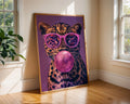 Colourful Prints | Leopard Bubblegum Print | Funky Animal Wall Art wall art print, modern home decor, unframed artwork by Nomad & Nest