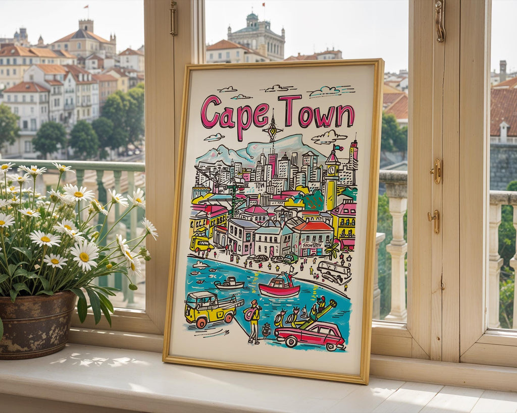 Cape Town Art Print | Table Mountain, South Africa Cityscape wall art print, modern home decor, unframed artwork by Nomad & Nest