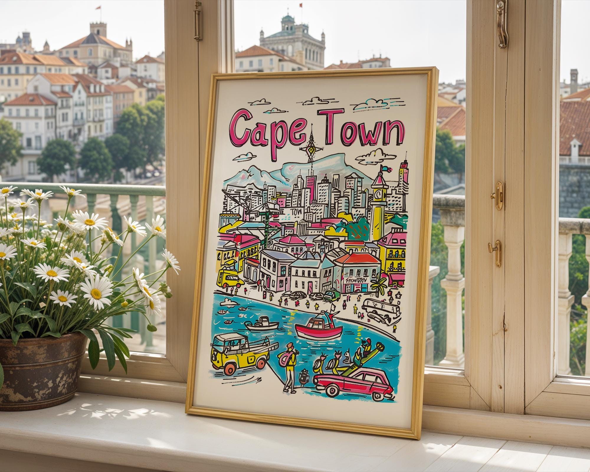 Cape Town Art Print | Table Mountain, South Africa Cityscape wall art print, modern home decor, unframed artwork by Nomad & Nest