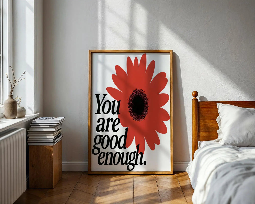 Red Flower Print – You Are Good Enough, Motivational Wall Art wall art print, modern home decor, unframed artwork by Nomad & Nest