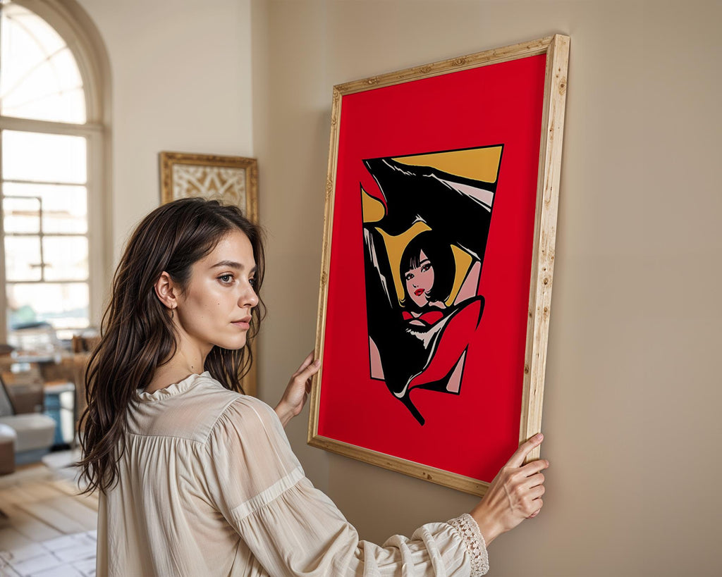 Modern Pop Art | Red  Woman Print | Retro Pin-Up Girl Illustration wall art print, modern home decor, unframed artwork by Nomad & Nest