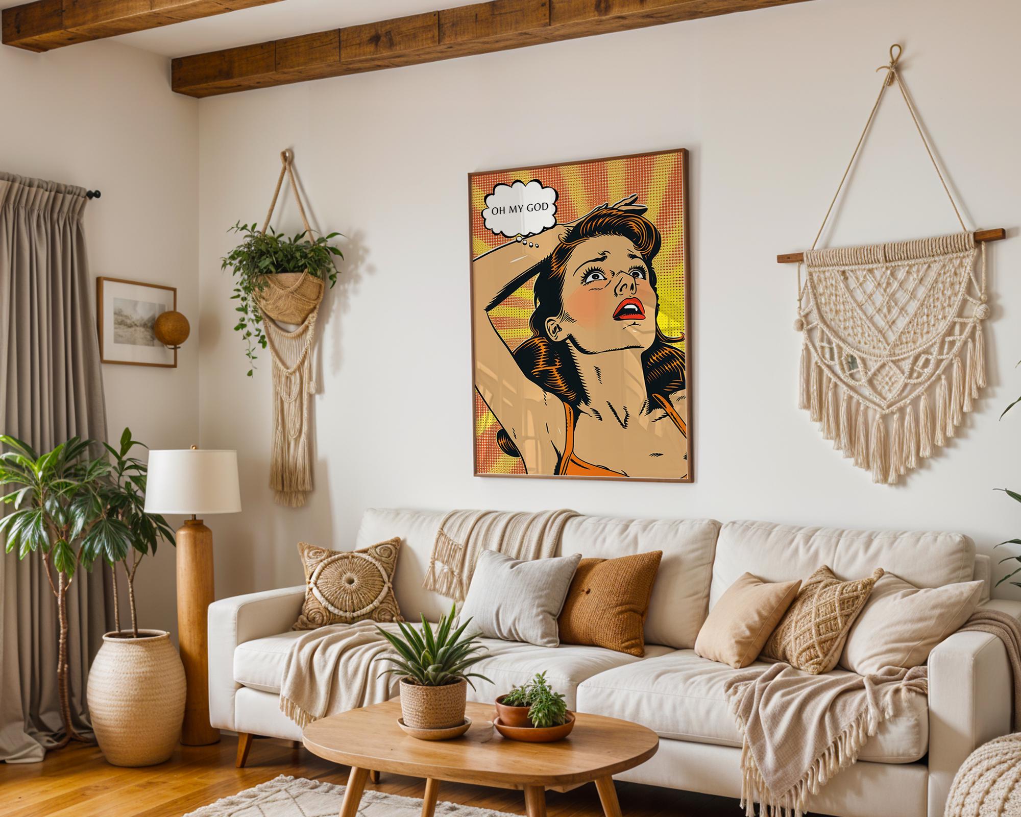Modern Pop Art | Retro  Print | Shocked Woman with Thought Bubble wall art print, modern home decor, unframed artwork by Nomad & Nest