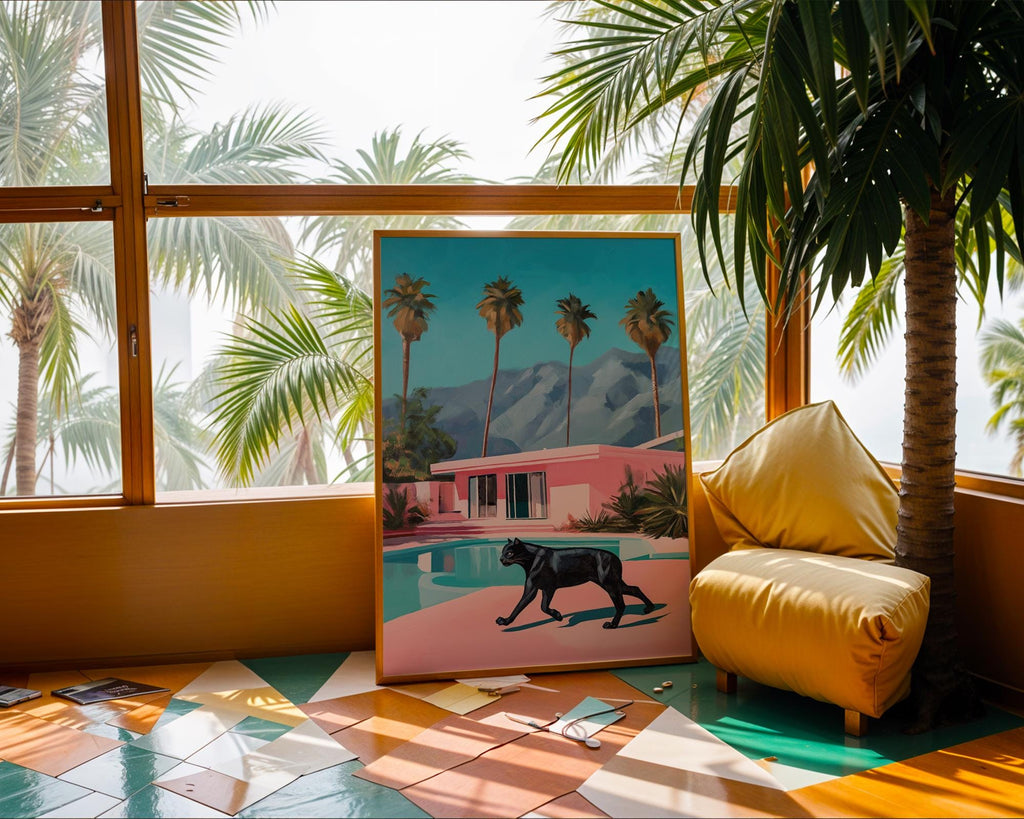 Black Panther Pool Art Print | Tropical Modern Home Decor wall art print, modern home decor, unframed artwork by Nomad & Nest