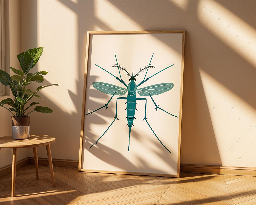 Teal Mosquito Print, Modern Insect Illustration, Science Office Decor wall art print, modern home decor, unframed artwork by Nomad & Nest