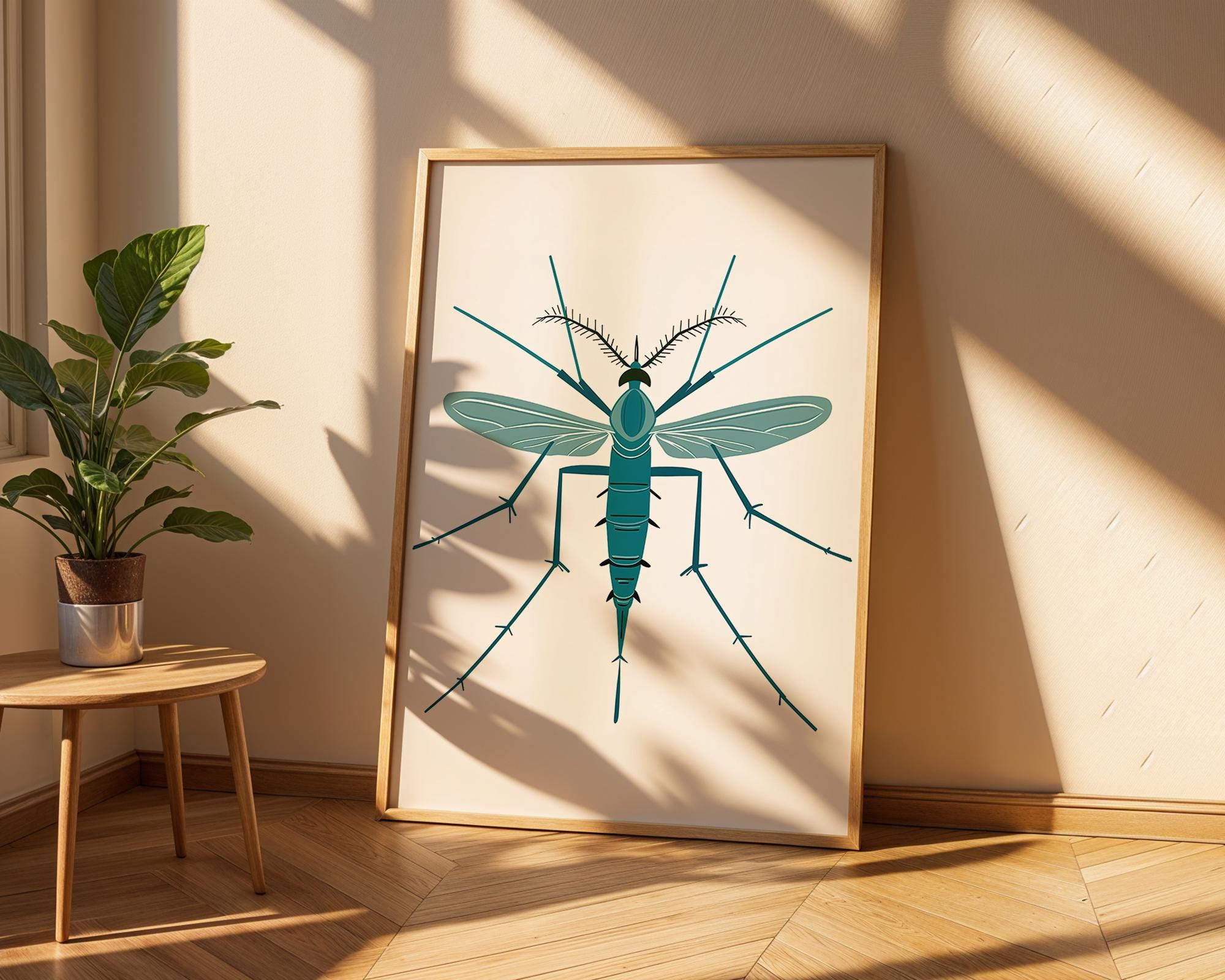 Teal Mosquito Print, Modern Insect Illustration, Science Office Decor wall art print, modern home decor, unframed artwork by Nomad & Nest