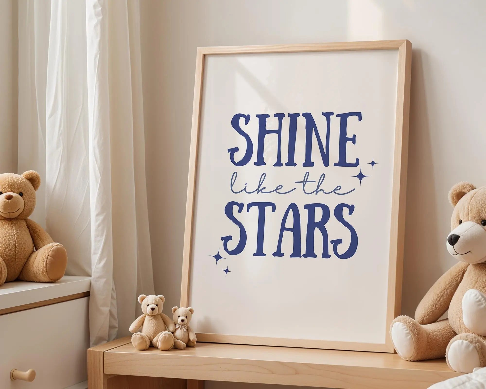 Playroom Ideas | Shine Like The Stars Nursery Wall Art | Celestial Quote Print wall art print, modern home decor, unframed artwork by Nomad & Nest