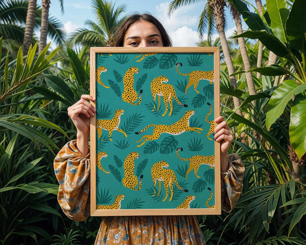 Cheetah Print | Jungle Leaves Art, Safari Home Decor Poster wall art print, modern home decor, unframed artwork by Nomad & Nest