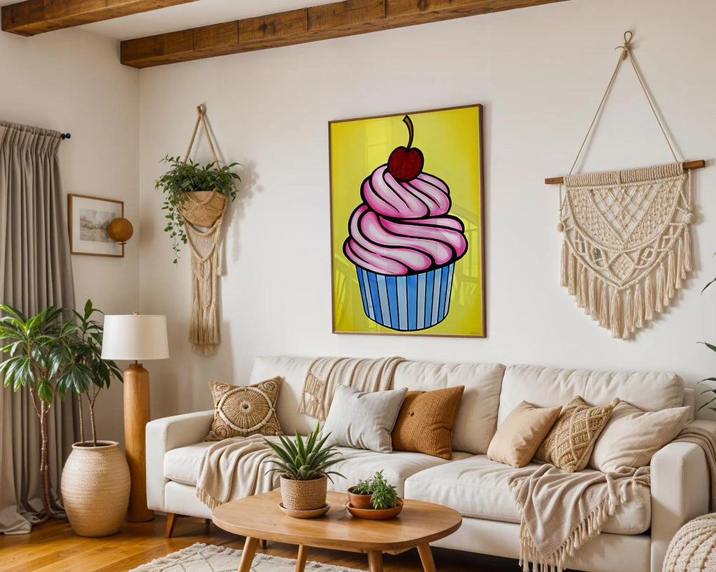 Modern Pop Art | Cupcake Print | Retro Kitchen Dessert Illustration wall art print, modern home decor, unframed artwork by Nomad & Nest
