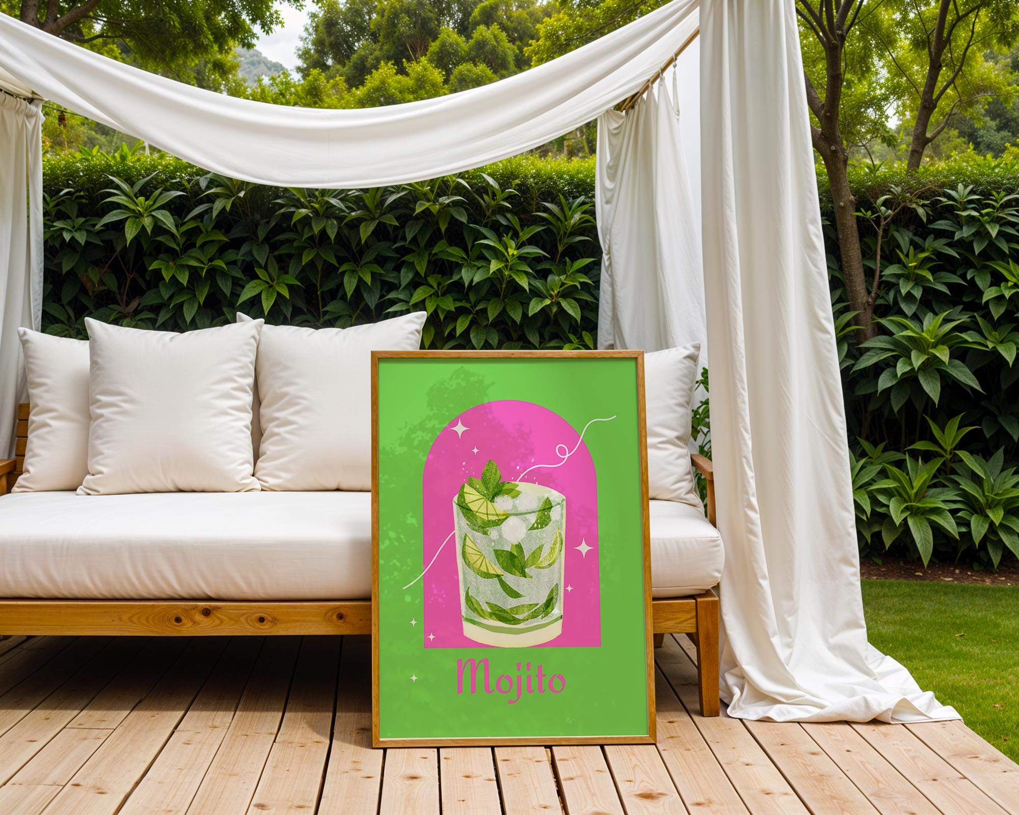 Mojito Cocktail Art Print | Tropical Bar, Summer Drink Poster wall art print, modern home decor, unframed artwork by Nomad & Nest