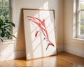 Fierce Red Shark Art Print, Modern Coastal Home Decor wall art print, modern home decor, unframed artwork by Nomad & Nest