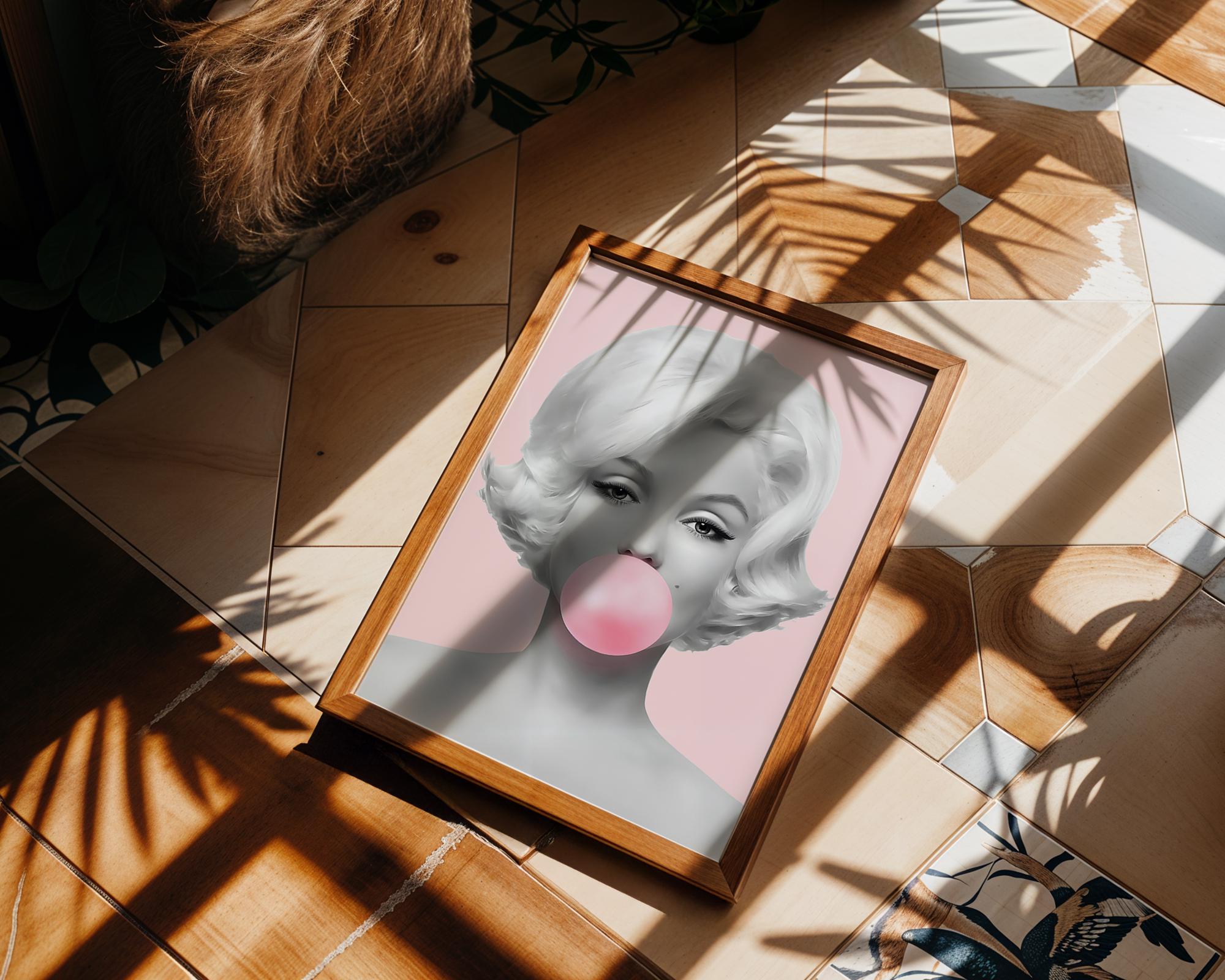 Modern Pop Art | Marilyn Monroe  Print | Pink Bubblegum, Retro Glamour wall art print, modern home decor, unframed artwork by Nomad & Nest