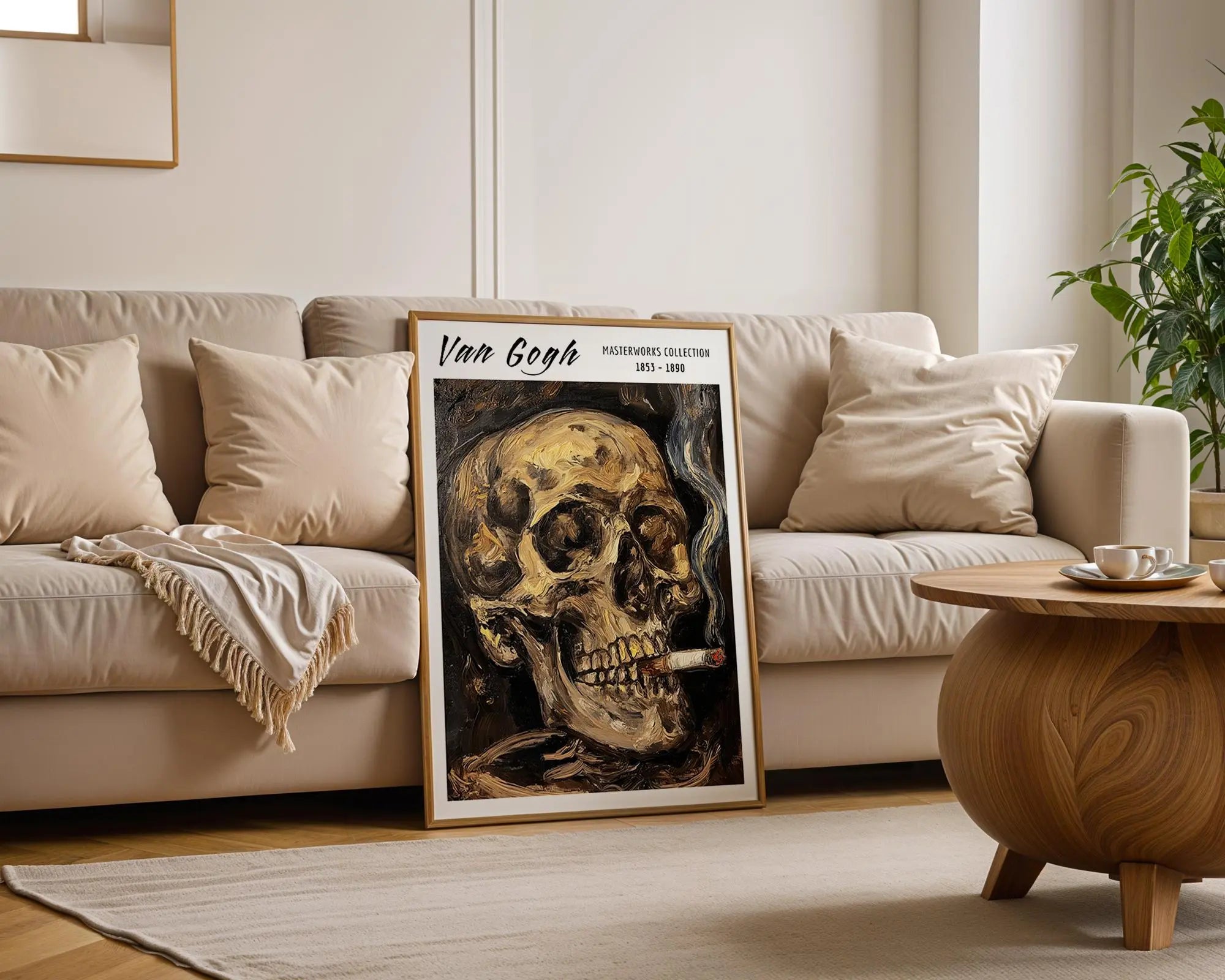 Van Gogh Print | Skull with Cigarette Art | Famous Gothic Dark Oil Painting Poster wall art print, modern home decor, unframed artwork by Nomad & Nest