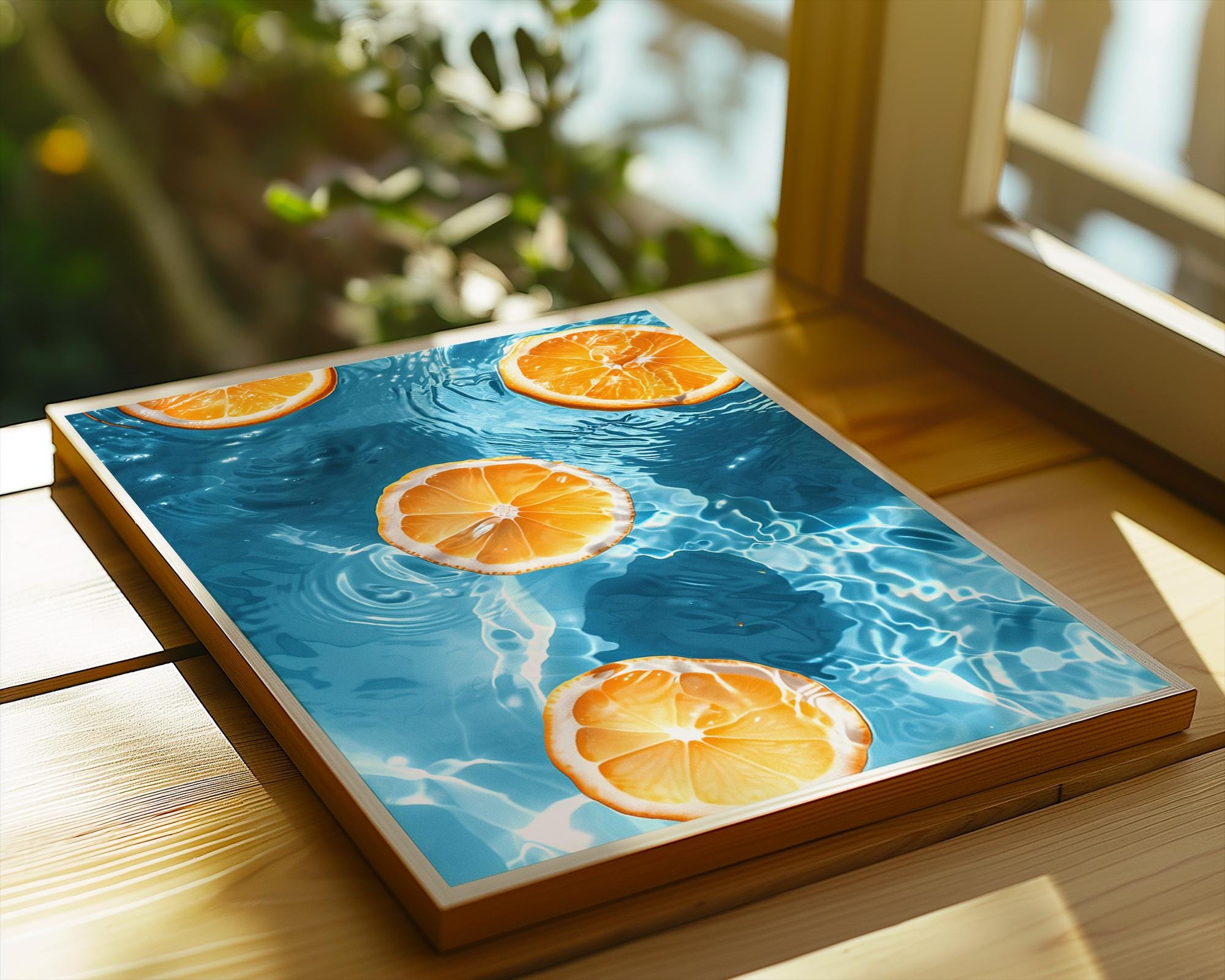 Colourful Prints | Citrus Pool Art Print | Summer Orange Slice Poster wall art print, modern home decor, unframed artwork by Nomad & Nest