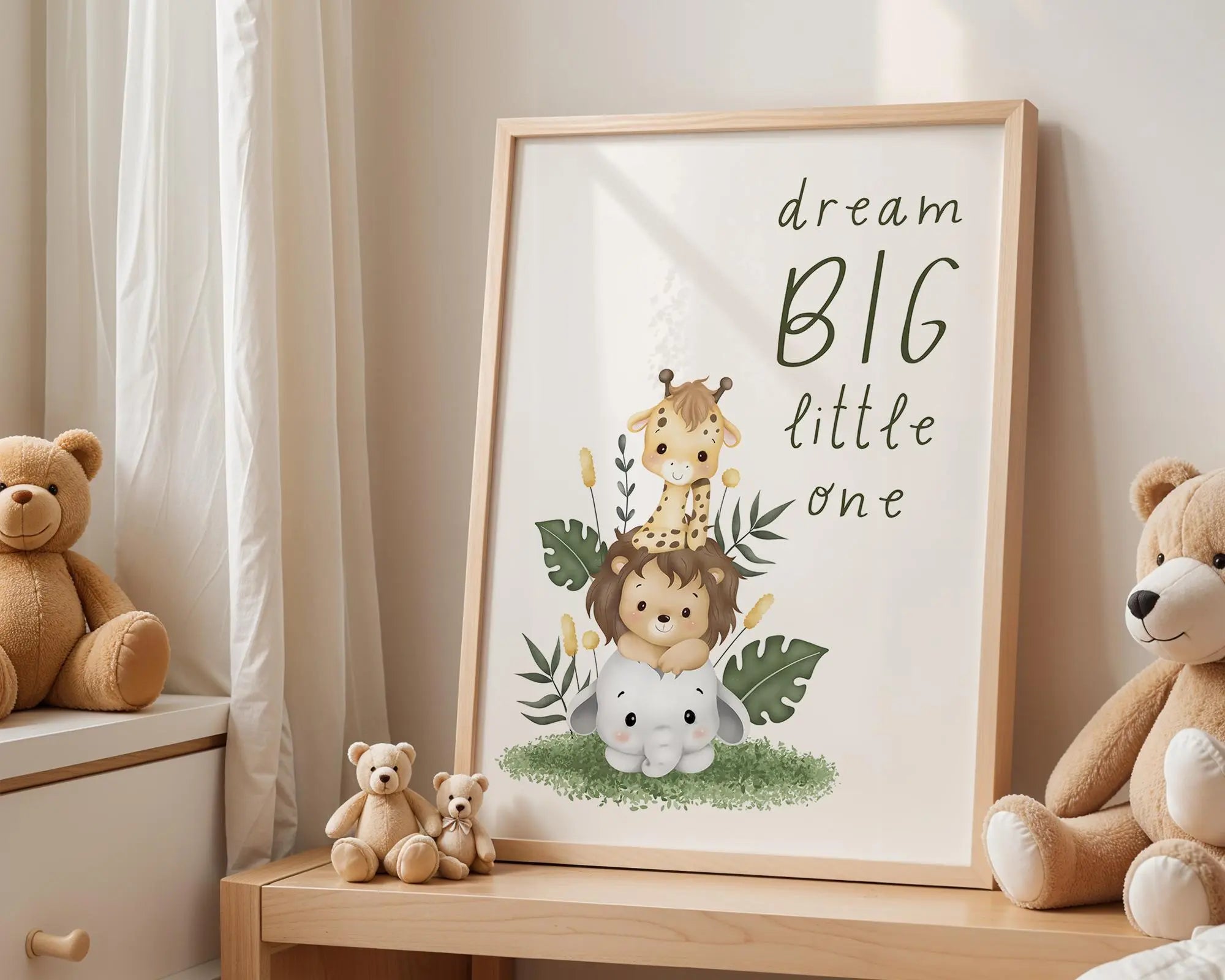 Playroom Ideas | Dream Big Little One Nursery Wall Art | Safari Animal Print wall art print, modern home decor, unframed artwork by Nomad & Nest
